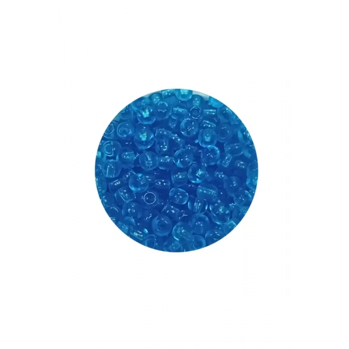 Dökme Cam Kum Boncuk (8/0) 3 mm - 60 Gram - Şeffaf Deniz Mavi - BNC221