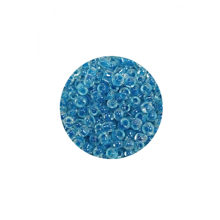 Dökme Cam Kum Boncuk (8/0) 3 mm - 60 Gram - Şeffaf Gök Mavi - BNC214