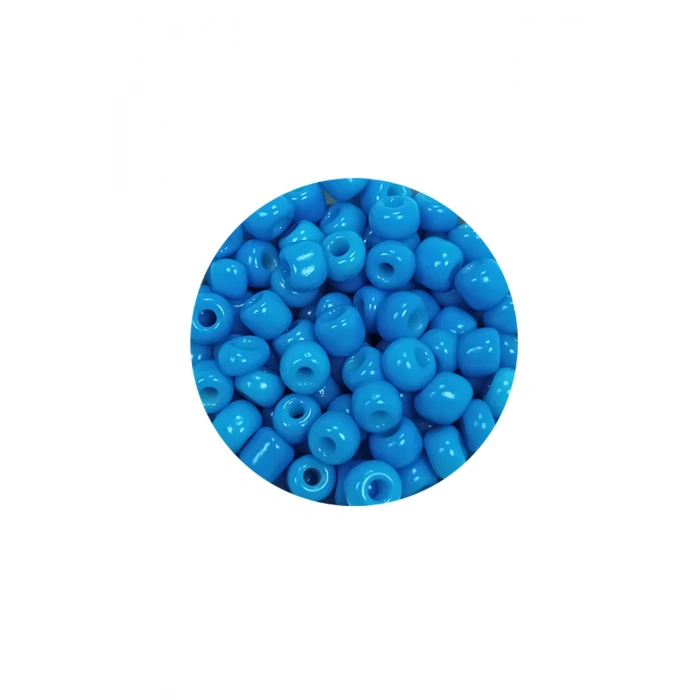 Dökme Cam Kum Boncuk Büyük Boy (6/0) 4 mm - 20 Gram - Açık Mavi - BNC106