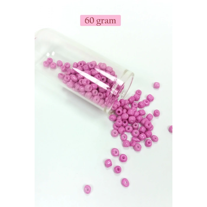 Dökme Cam Kum Boncuk Büyük Boy (6/0) 4 mm - 60 Gram - Koyu Pembe - BNC127