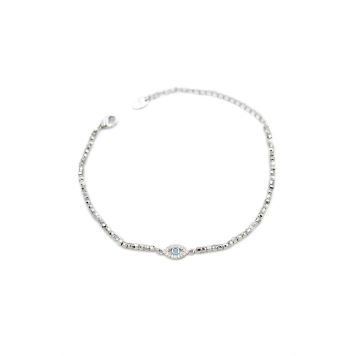 Dorika Boncuk Göz Bileklik - Gümüş