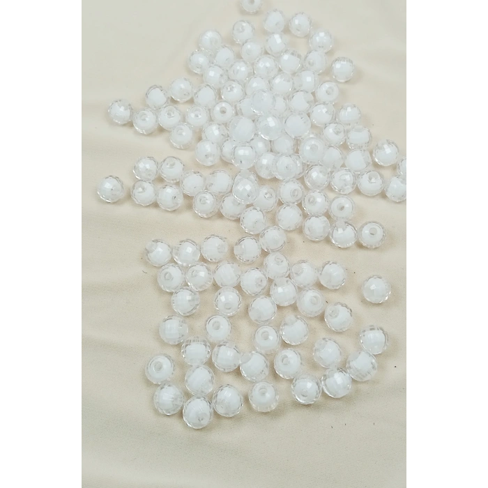 Dünya Boncuk İçten Boncuklu Bileklik Çanta Boncuğu 10 mm 50 gr Beyaz - BNC463