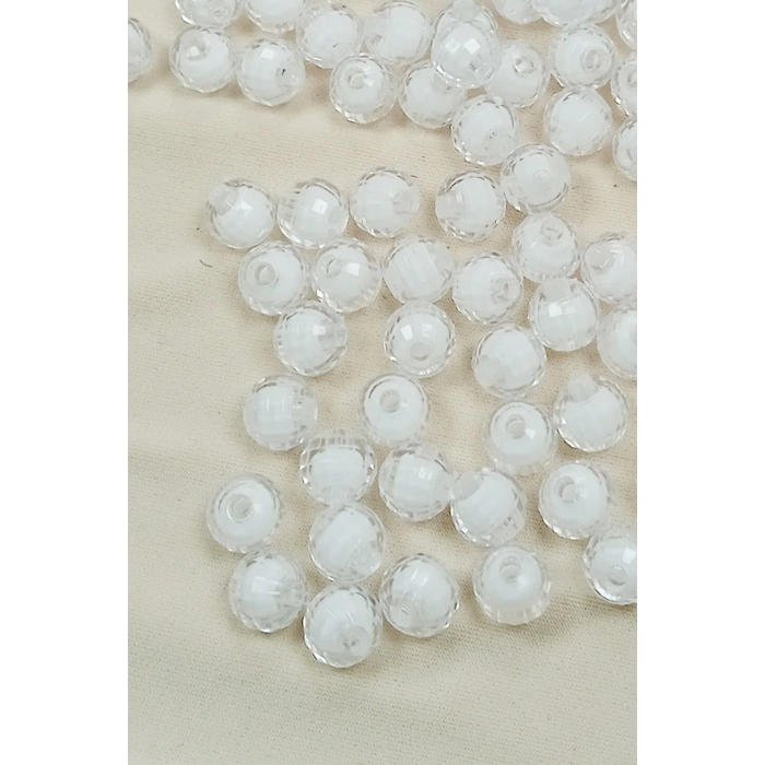 Dünya Boncuk İçten Boncuklu Bileklik Çanta Boncuğu 10 mm 50 gr Beyaz - BNC463