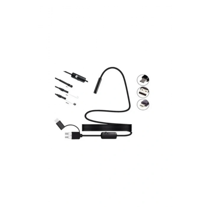 Endoskop Yılan Video Kamera Led’li 5 Metre 7 Mm Sert Kablo Yüksek Kaliteli Stereo