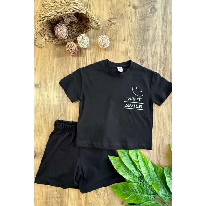 Erkek Çocuk Yazlık Şort Takım Siyah