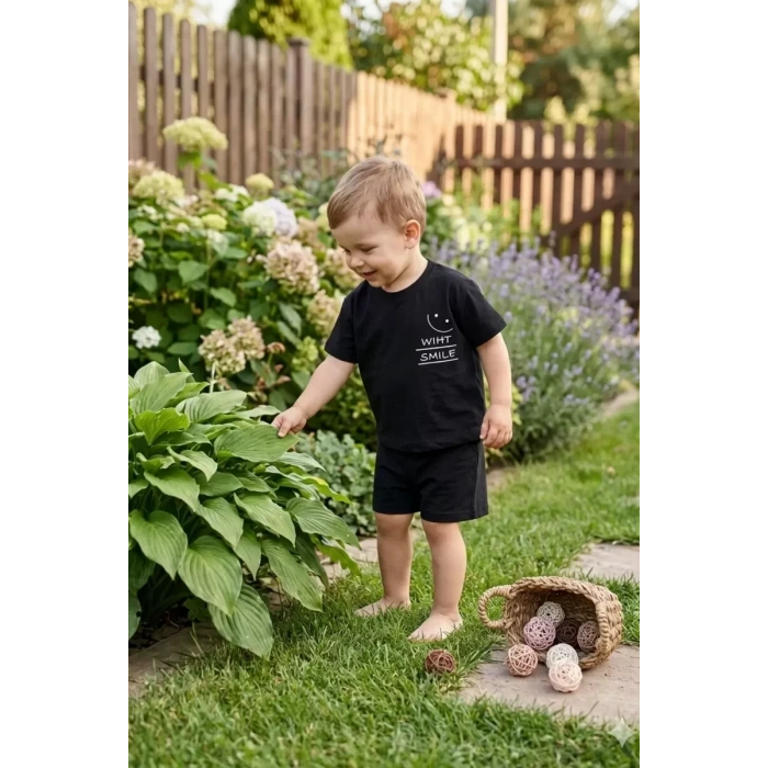 Erkek Çocuk Yazlık Şort Takım Siyah