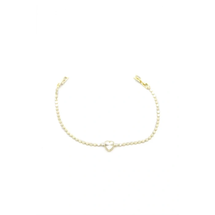 Ezme Zincir Kalp Bileklik - Altın