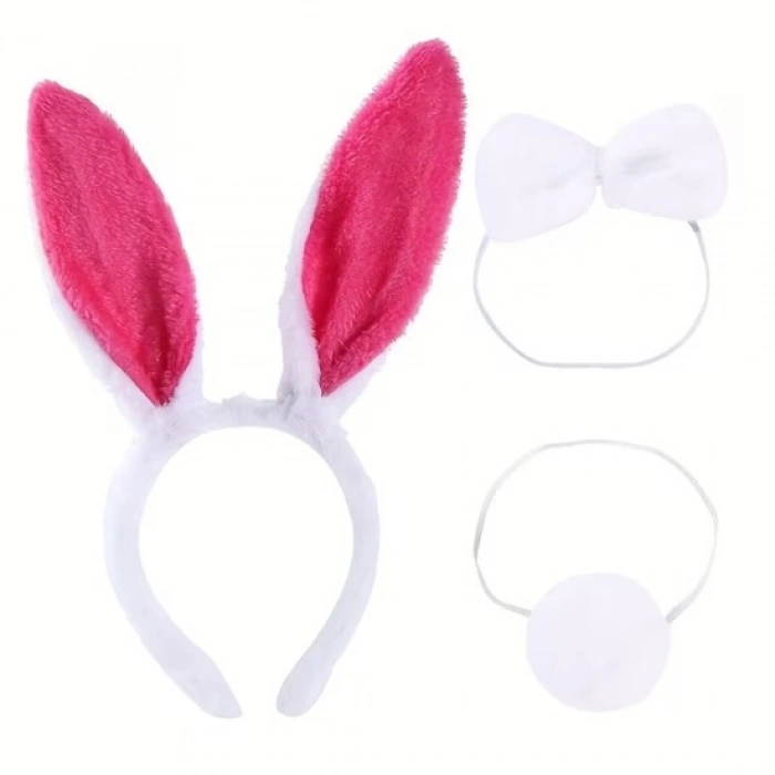 Fuşya Tavşan Kostüm Seti Kız Çocuk – Tütü Etek, Taç, Papyon, Ponpon