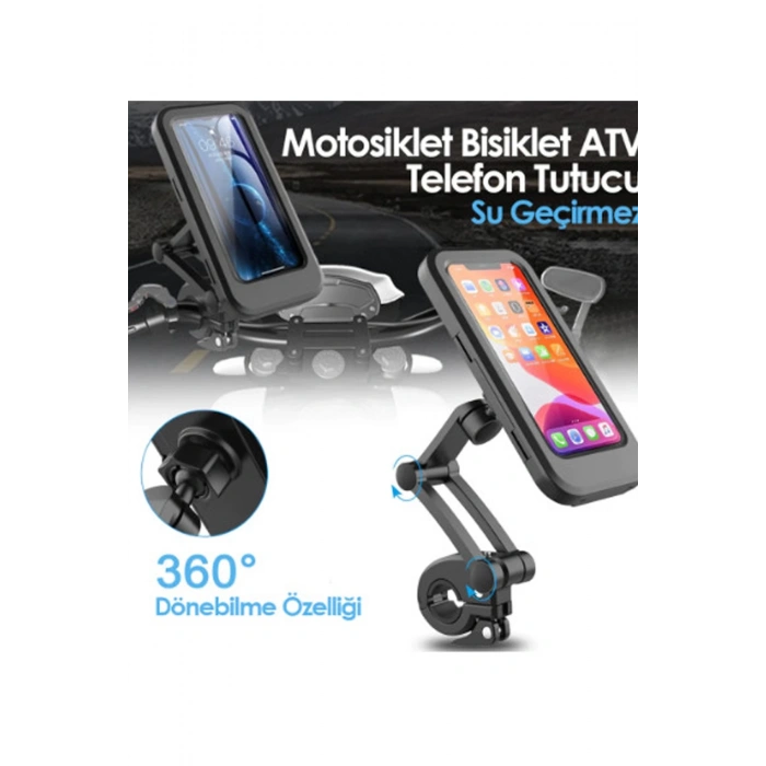 Gidon Bağlantılı Su Geçirmez Mıknatıslı Motorsiklet Telefon Tutucu