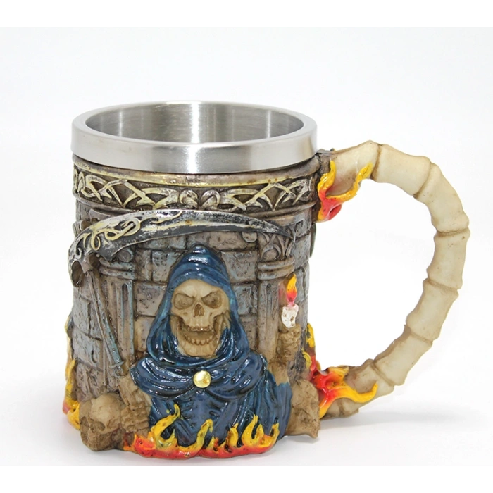 Grim Reaper Azrail Kabartmalı 3D Tasarım Çelik Kupa Bardak