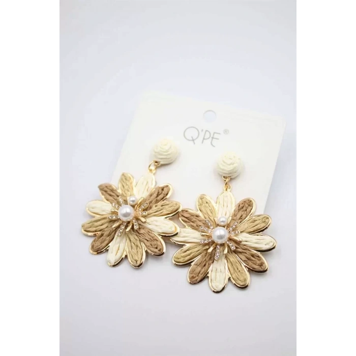 Hasır Çiçek Küpe - ÇOK RENKLİ