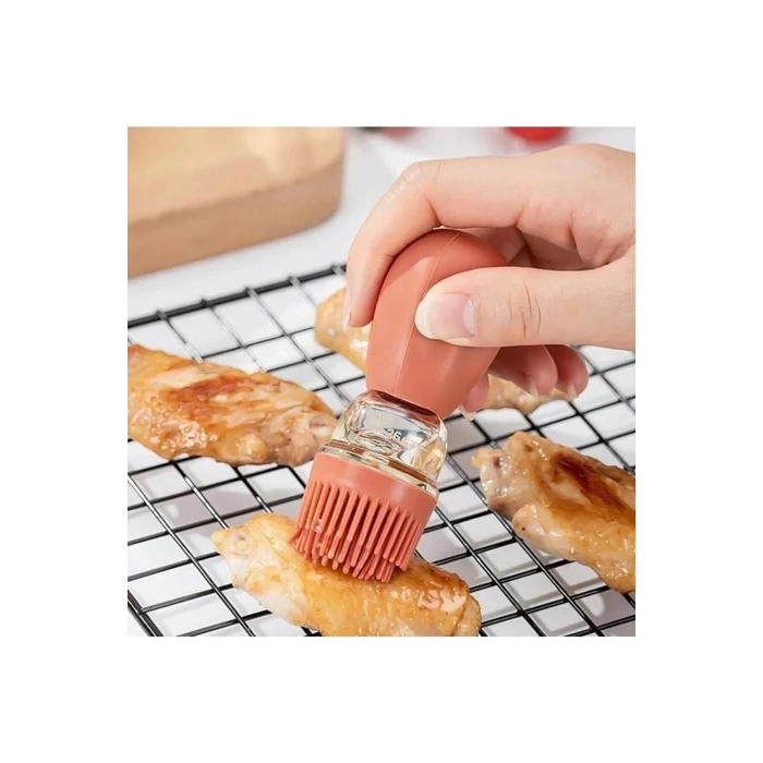 Hazneli Silikon Yağ Sos Ve Yumurta Fırçası Yağ Fırçası Yağlık Silikon Fırçalı Yağdanlık Royaleks-İND687