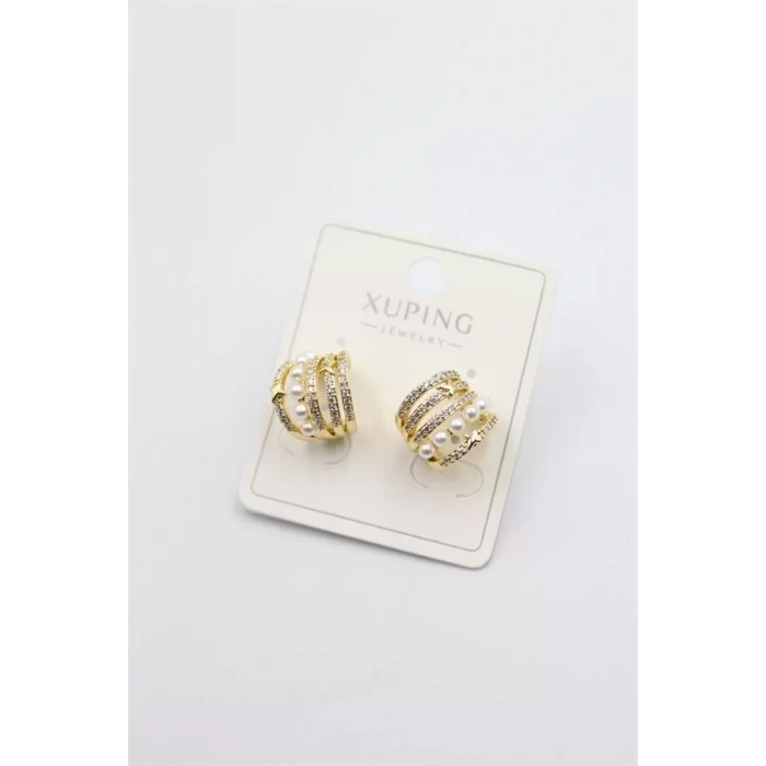 İnci Halka Küpe - Altın