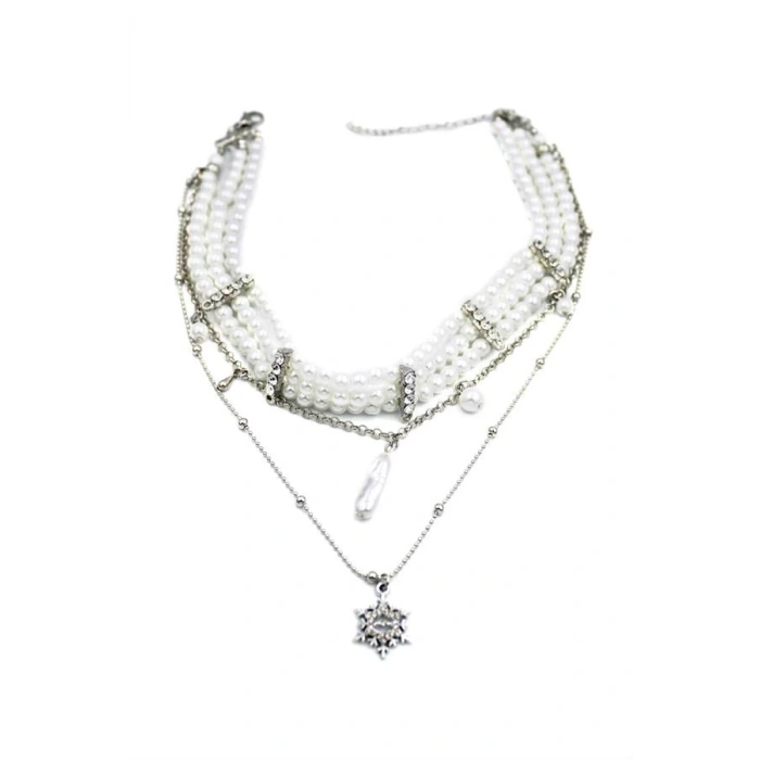 İnci Tasma Kolye - Gümüş