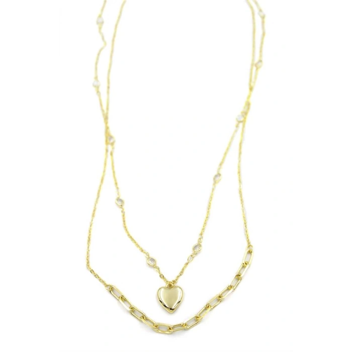 Kalp Kolye - 90cm - Altın