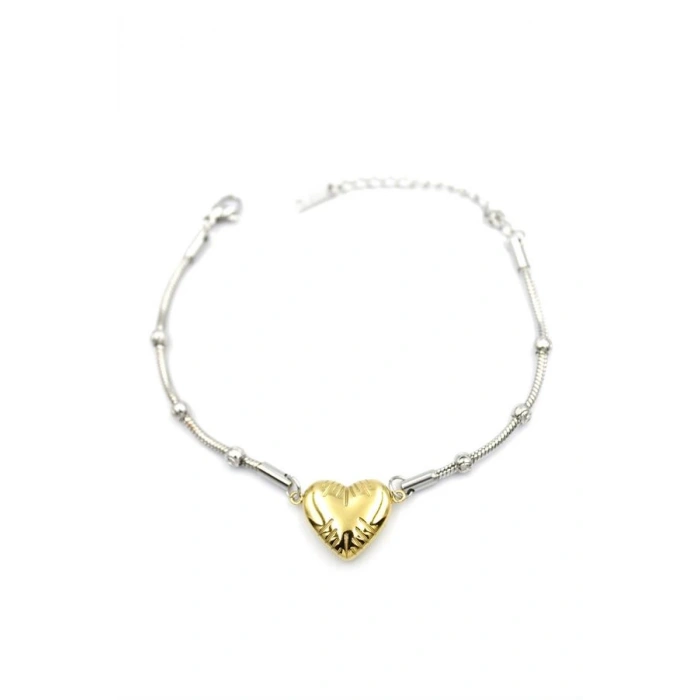 Kalp Zincir Bileklik - Altın