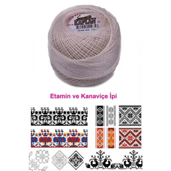Kaplan Etamin Ve Kanaviçe İpi 8 No Kod/Renk: 745 - Royaleks