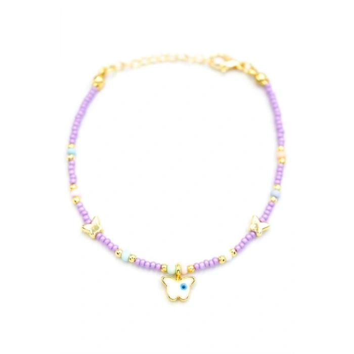 Kelebek Boncuk Bileklik - Mor