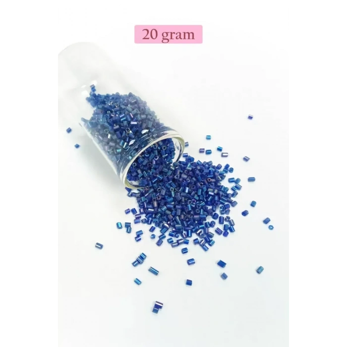 Kesme Cam Boncuk 2mm - 20 Gram - Koyu Mavi -BNC344