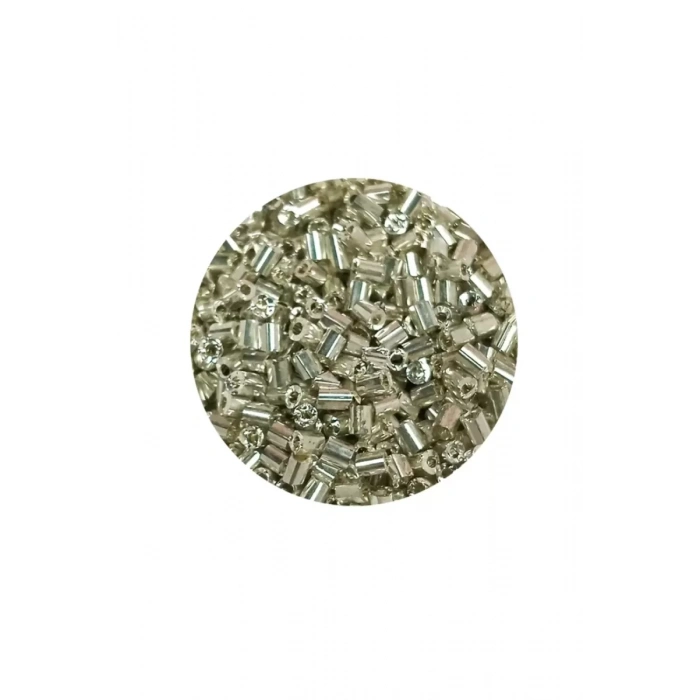 Kesme Cam Boncuk 2mm - 20 Gram - Parlak Gümüş -BNC328