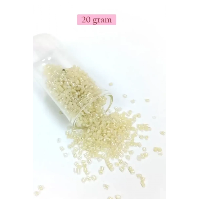 Kesme Cam Boncuk 2mm - 20 Gram - Şeffaf Krem -BNC339