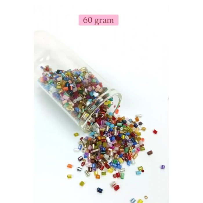 Kesme Cam Boncuk 2mm - 60 Gram - Karışık Renkli - BNC357