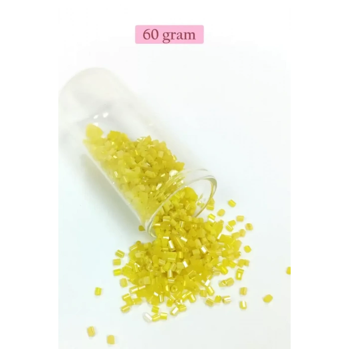 Kesme Cam Boncuk 2mm - 60 Gram - Koyu Sarı - BNC385