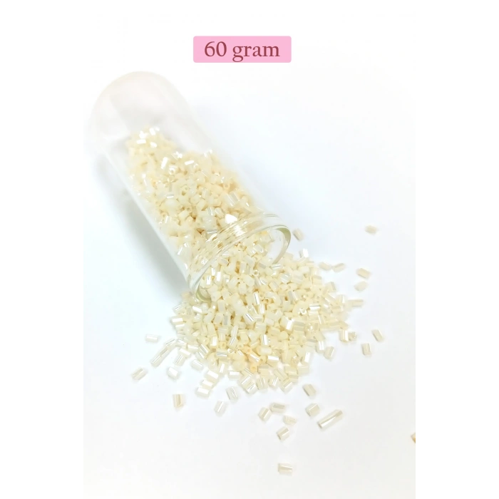 Kesme Cam Boncuk 2mm - 60 Gram - Krem - BNC384