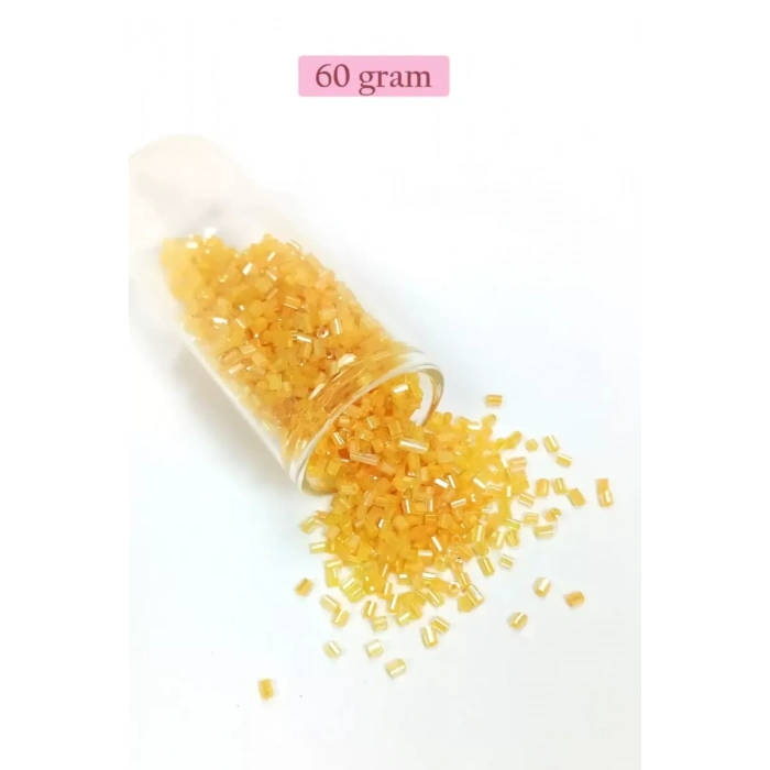 Kesme Cam Boncuk 2mm - 60 Gram - Şeffaf Koyu Sarı - BNC361