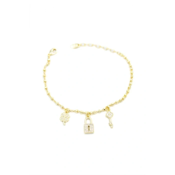 Kilit Charm Bileklik - Altın