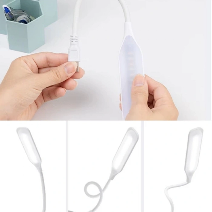 Kompakt USB Beyaz 14 Ledli 3 Kademeli Dokunmatik Okuma Lambası