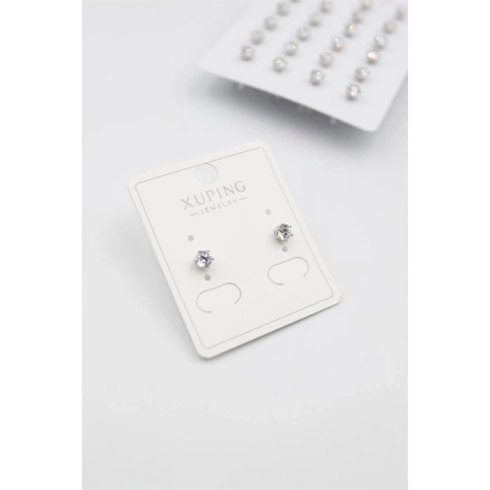 Küçük Boy Zirkon Taşlı Tektaş  Küpe - Gümüş