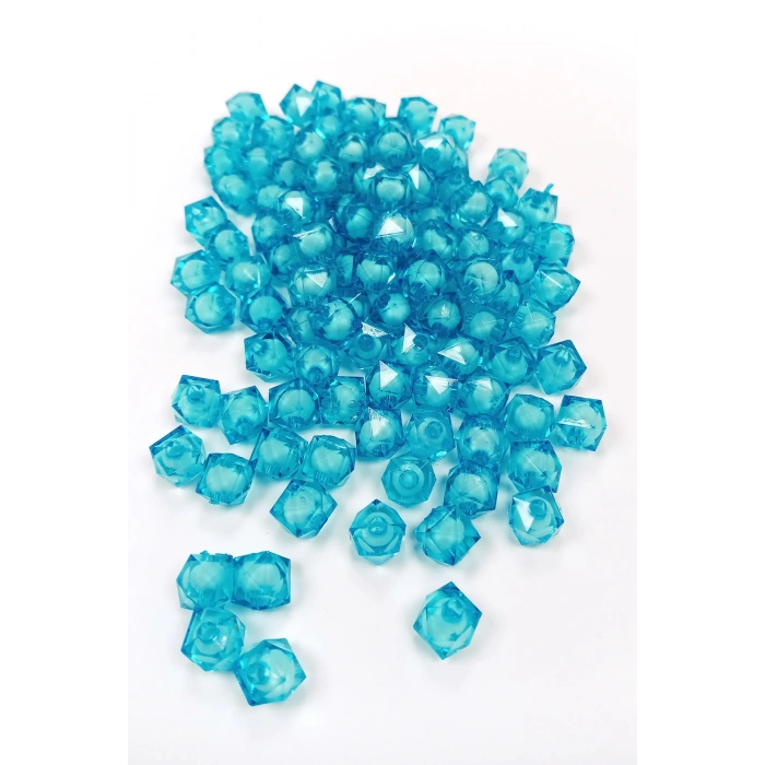 Küp Boncuk İçten Boncuklu Bileklik Çanta Boncuğu 10 mm 50 gr Gök Mavi - BNC449