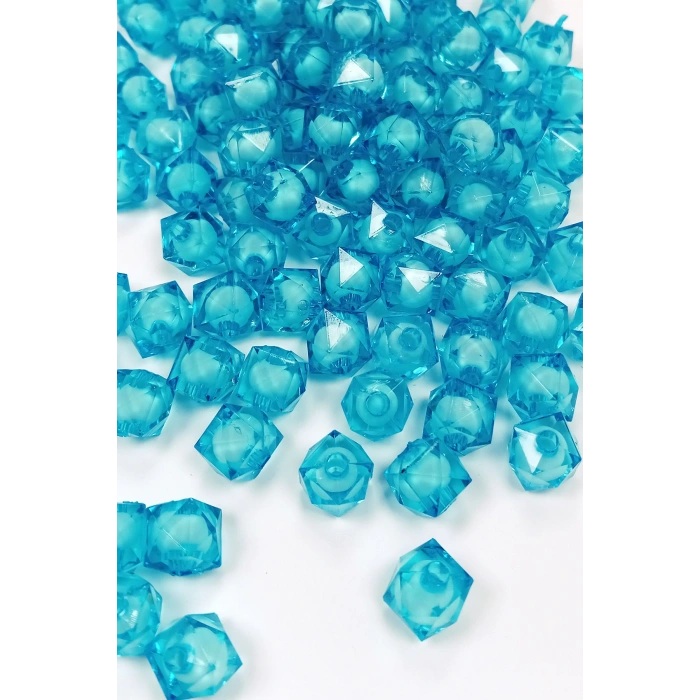 Küp Boncuk İçten Boncuklu Bileklik Çanta Boncuğu 10 mm 50 gr Gök Mavi - BNC449