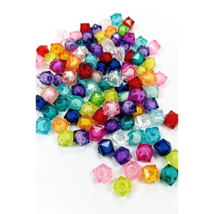 Küp Boncuk İçten Boncuklu Bileklik Çanta Boncuğu 10 mm 50 gr Karışık Renk - BNC447
