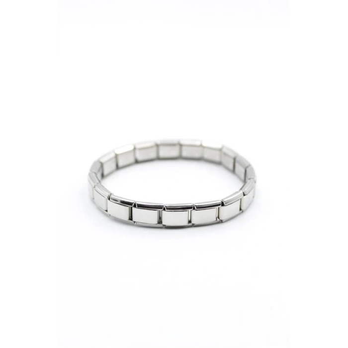 Lastikli Çelik Bileklik - Gümüş