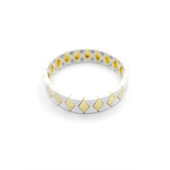 Lastikli Porselen Bilezik - Beyaz