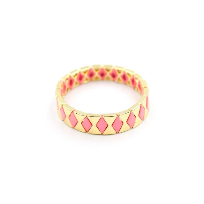 Lastikli Porselen Bilezik - Pembe