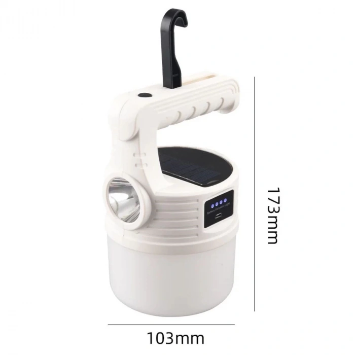 LED Güneş Enerjili Kamp ası–2000 Lümen Süper Parlak, 5 Aydınlatma Modlu,USB ile Şarj Edilebilir Dış Mekan,Asılabilir Torch El Feneri