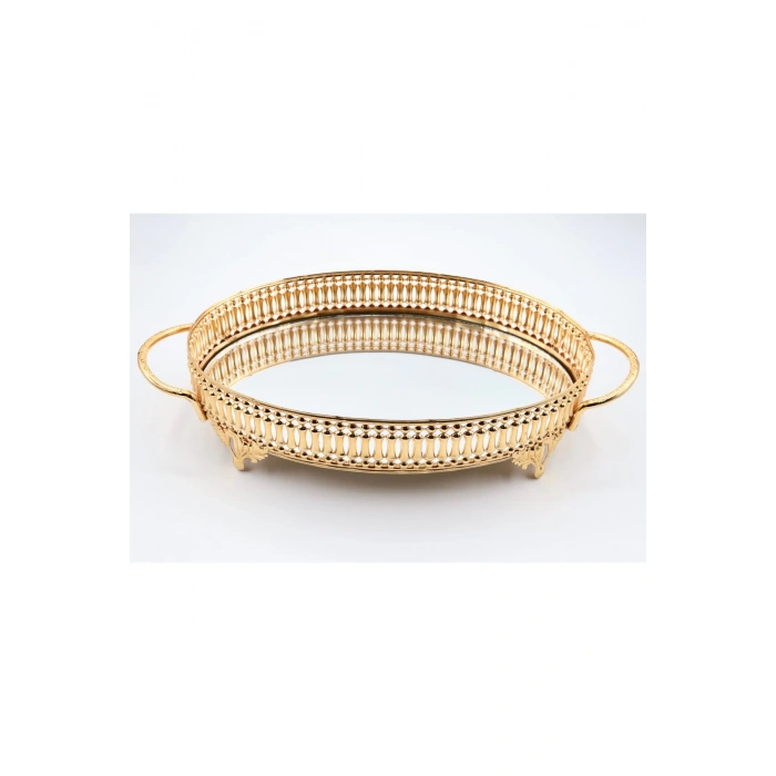 Metal Aynalı Oval Tepsi (28*20)
