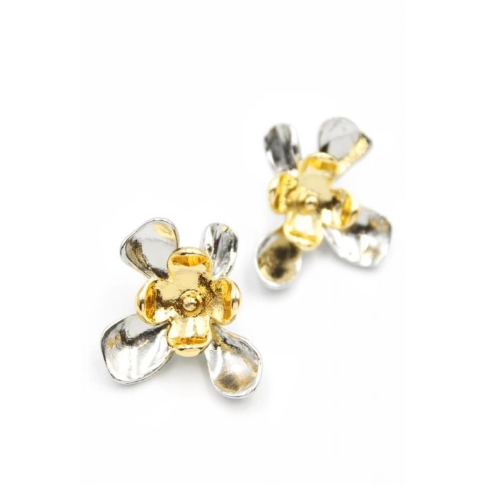 Metal Çiçek Küpe - ÇOK RENKLİ