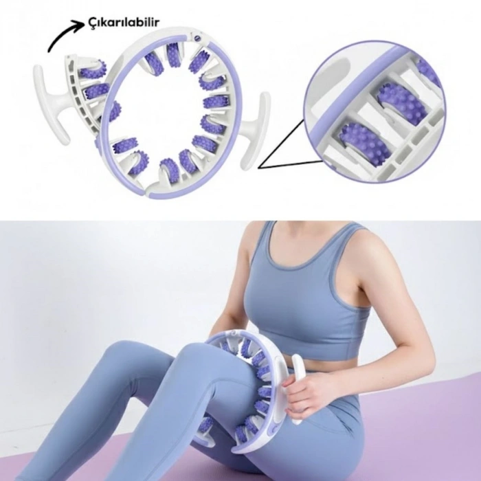 Mey İthalat®  14 Tekerlekli 360° Selülit Karşıtı Masaj Aleti – Çıkarılabilir 3 Tekerleği Çıkarılabilen, Bacak, Kol ve Karın İçin Sıkılaştırıcı Masaj Rulosu