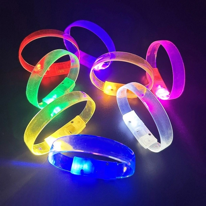 Mey İthalat® 3 Modlu Pilli LED Işıklı Esnek Parti Bilekliği Sarı