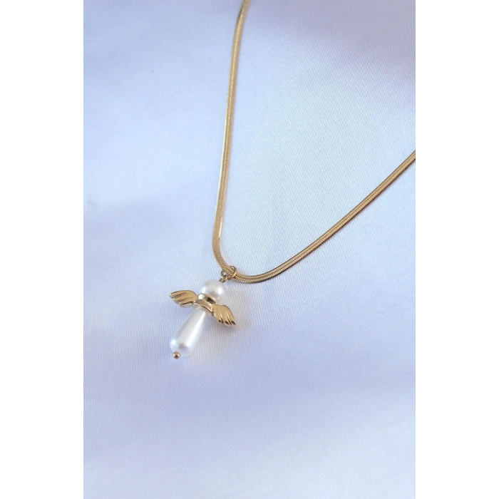 Mey İthalat® 316L Çelik Gold Renk İtalyan Zincir Model Piyon Figür Kadın Kolye