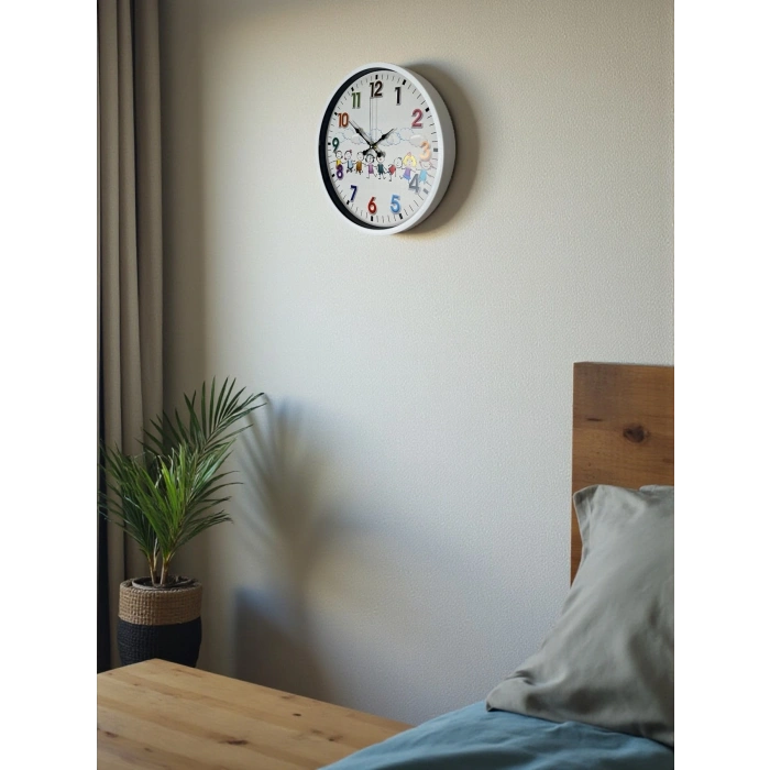 Mey İthalat® 36 Cm Beyaz Çocuk Odası Duvar Saati