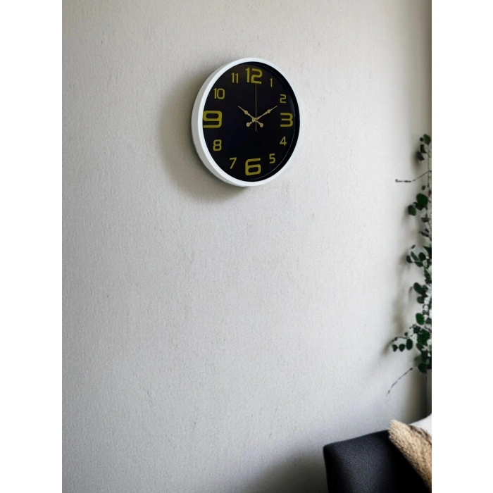 Mey İthalat® 36 Cm Beyaz Gold Rakamlı Dekoratif Duvar Saati