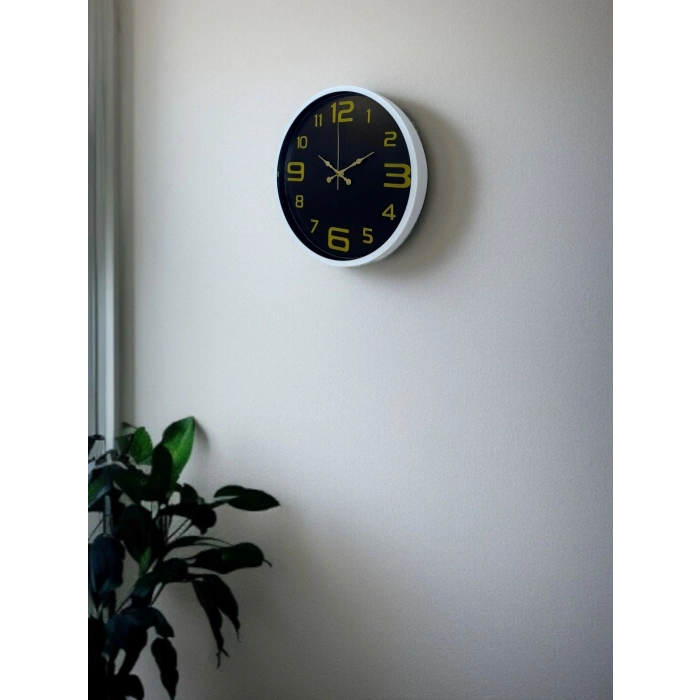 Mey İthalat® 36 Cm Beyaz Gold Rakamlı Dekoratif Duvar Saati