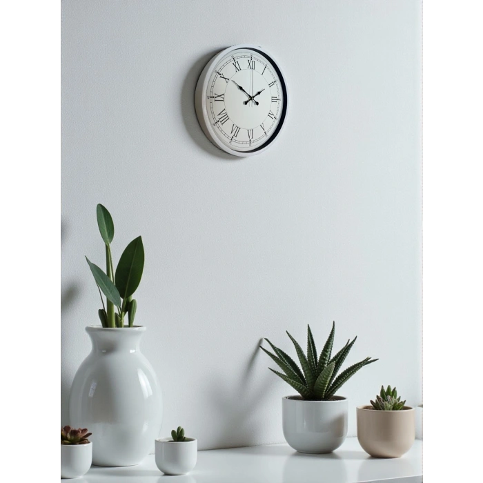 Mey İthalat® 36 Cm Beyaz Roman Rakamlı Duvar Saati