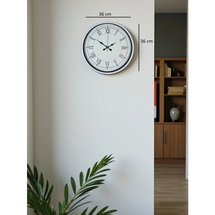Mey İthalat® 36 Cm Beyaz Roman Rakamlı Duvar Saati