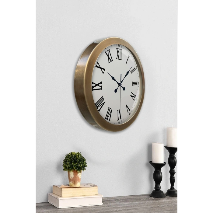 Mey İthalat® 36 cm Eskitme Metal Roma Rakamlı Duvar Saati